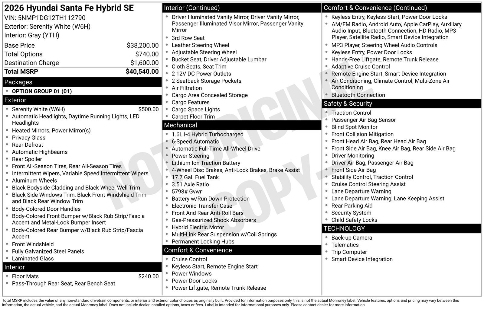 2026 Hyundai SANTA FE HYBRID SE