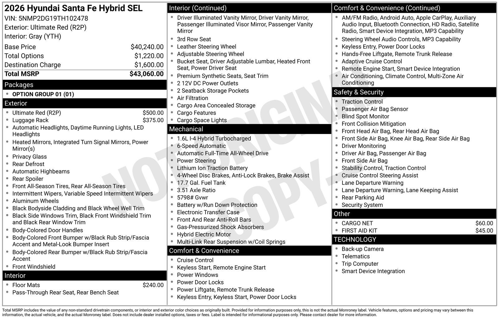 2026 Hyundai SANTA FE HYBRID SEL