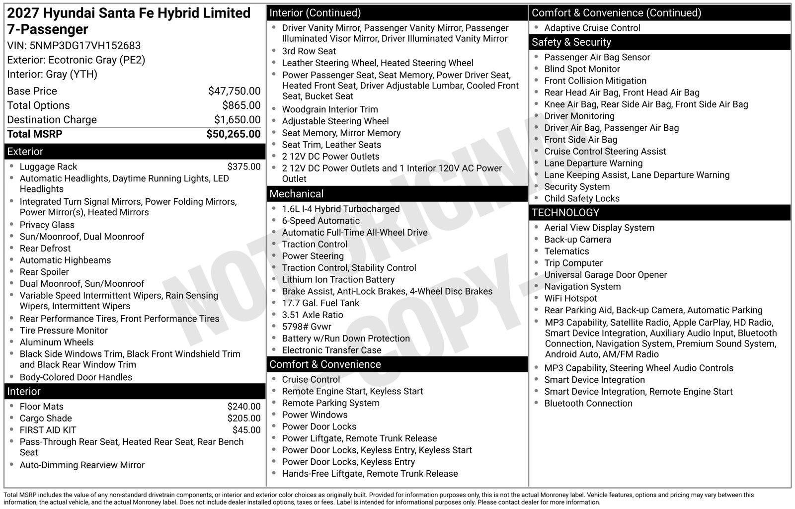 2027 Hyundai SANTA FE HYBRID Limited