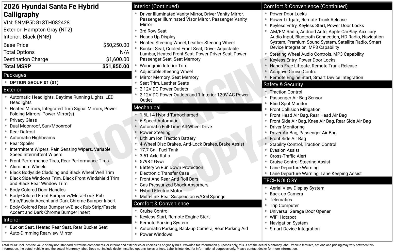 2026 Hyundai SANTA FE HYBRID Calligraphy