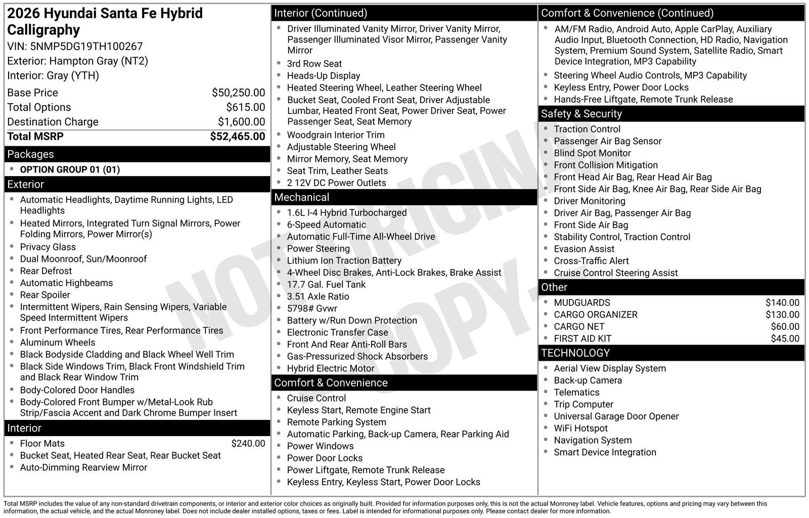 2026 Hyundai SANTA FE HYBRID Calligraphy