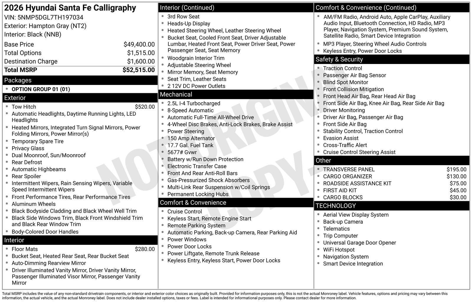 2026 Hyundai SANTA FE Calligraphy