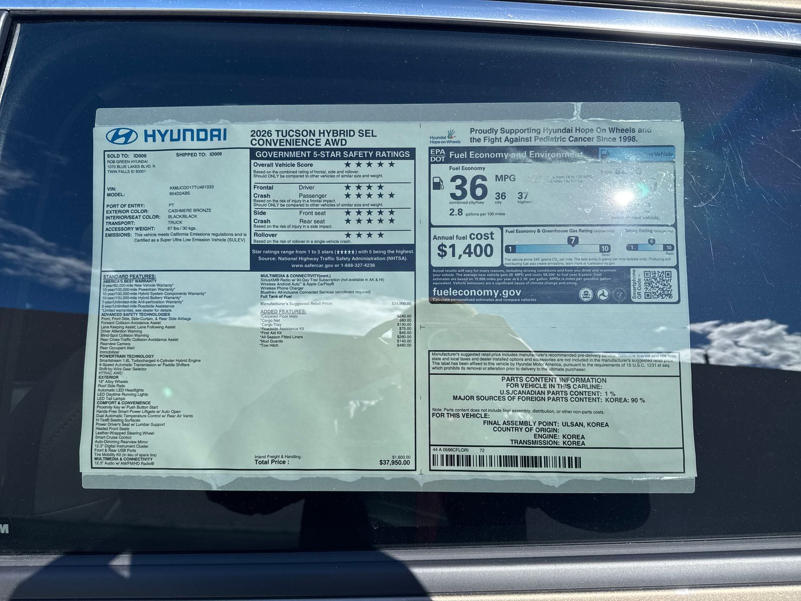 2026 Hyundai TUCSON HYBRID SEL Convenience