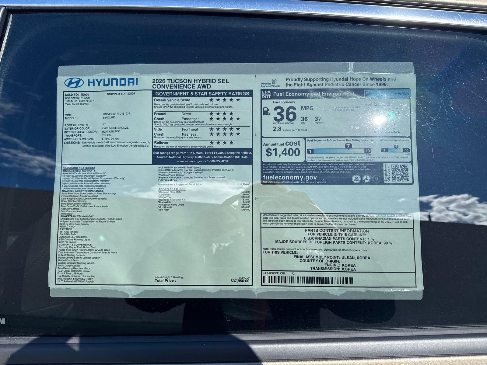 2026 Hyundai TUCSON HYBRID SEL Convenience