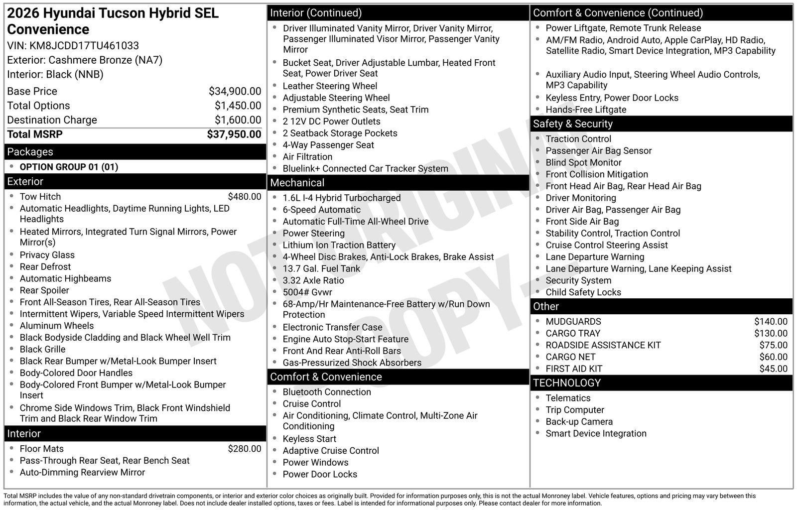 2026 Hyundai TUCSON HYBRID SEL Convenience
