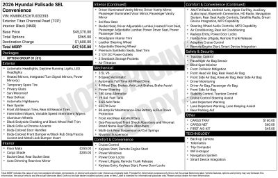 2026 Hyundai PALISADE SEL Convenience