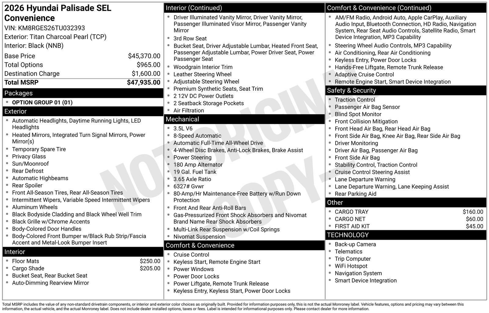 2026 Hyundai PALISADE SEL Convenience