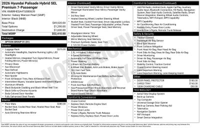 2026 Hyundai PALISADE HYBRID SEL Premium 7 Passenger