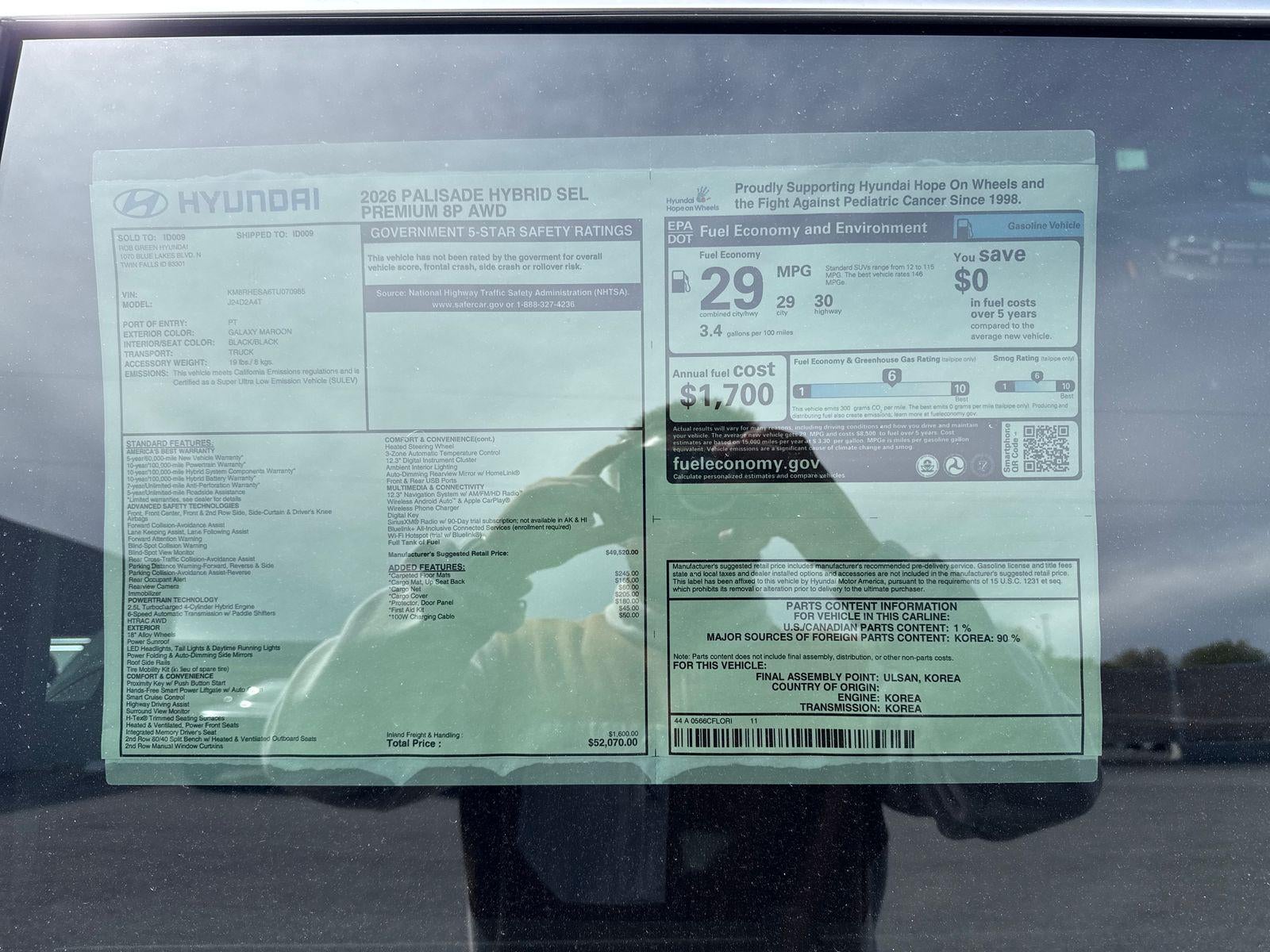 2026 Hyundai PALISADE HYBRID SEL Premium 8 Passenger