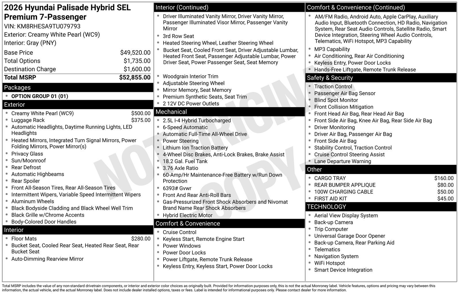 2026 Hyundai PALISADE HYBRID SEL Premium 7 Passenger