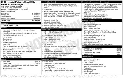 2026 Hyundai PALISADE HYBRID SEL Premium 8 Passenger