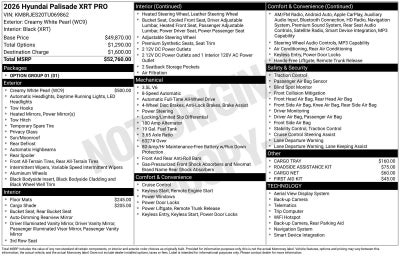 2026 Hyundai PALISADE XRT Pro