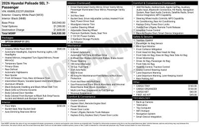 2026 Hyundai PALISADE SEL 7 Passenger