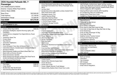 2026 Hyundai PALISADE SEL 7 Passenger