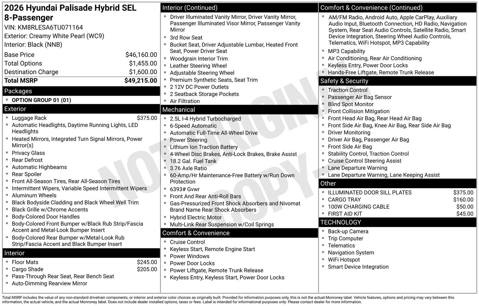2026 Hyundai PALISADE HYBRID SEL 8 Passenger
