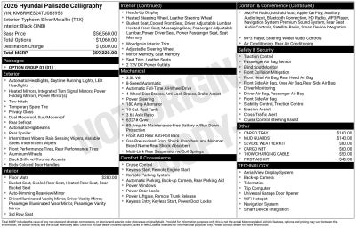 2026 Hyundai PALISADE Calligraphy