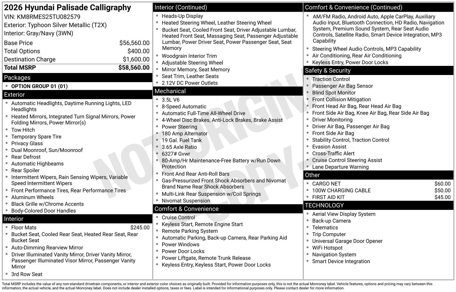 2026 Hyundai PALISADE Calligraphy