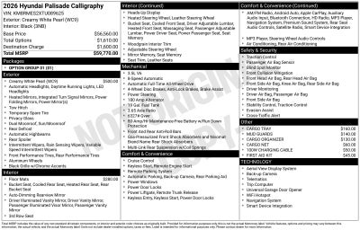 2026 Hyundai PALISADE Calligraphy