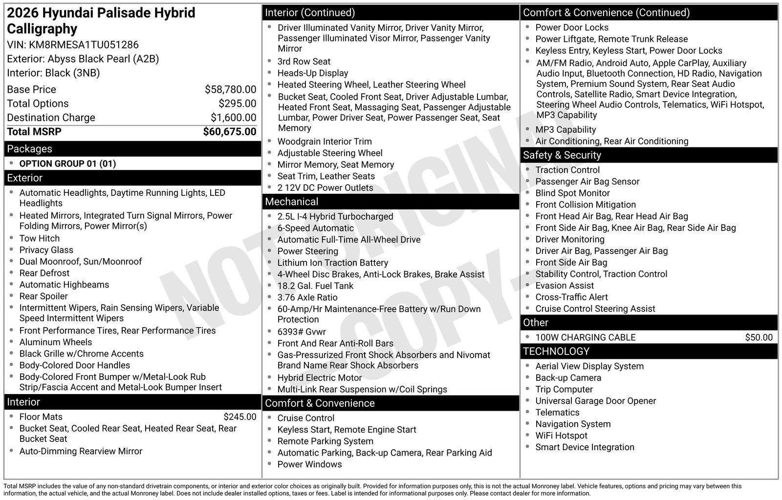 2026 Hyundai PALISADE HYBRID Calligraphy