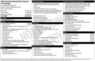 2026 Hyundai PALISADE SEL Premium 8 Passenger