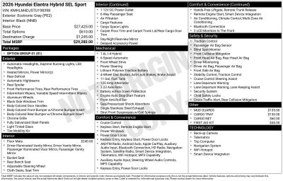 2026 Hyundai ELANTRA HYBRID SEL Sport
