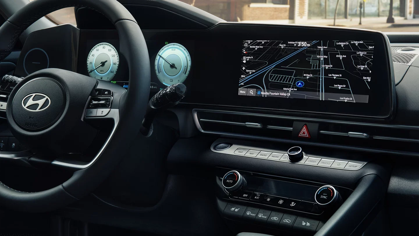 Interior dashboard of the 2026 Hyundai Elantra Hybrid