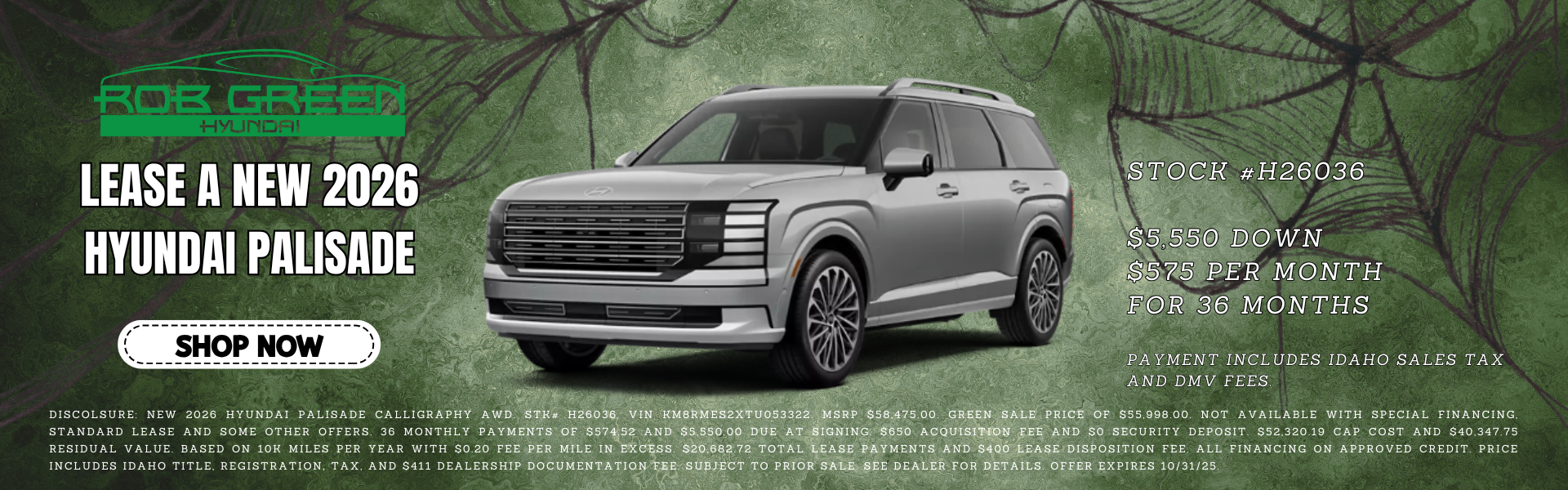 NEW 2026 HYUNDAI PALISADE CALLIGRAPHY AWD | Rob Green Hyundai Specials ...